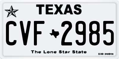 TX license plate CVF2985