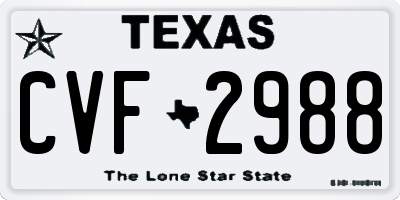 TX license plate CVF2988