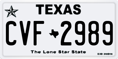 TX license plate CVF2989