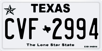 TX license plate CVF2994