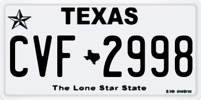 TX license plate CVF2998