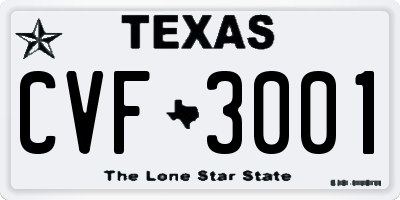 TX license plate CVF3001
