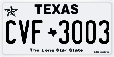 TX license plate CVF3003