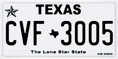 TX license plate CVF3005
