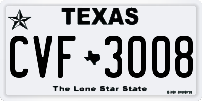 TX license plate CVF3008
