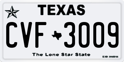 TX license plate CVF3009