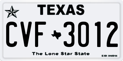 TX license plate CVF3012