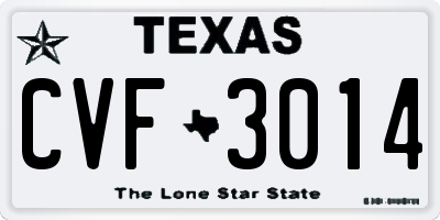 TX license plate CVF3014