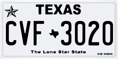 TX license plate CVF3020