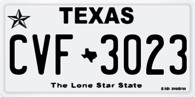 TX license plate CVF3023
