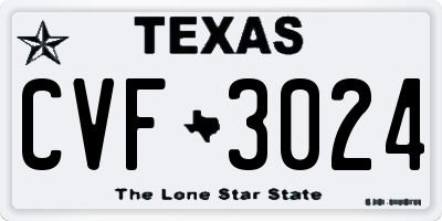 TX license plate CVF3024