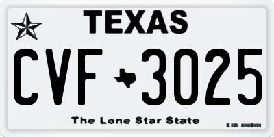 TX license plate CVF3025