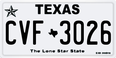 TX license plate CVF3026