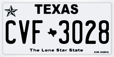TX license plate CVF3028