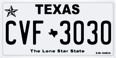 TX license plate CVF3030