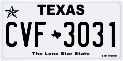 TX license plate CVF3031