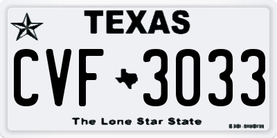 TX license plate CVF3033
