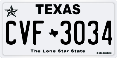 TX license plate CVF3034