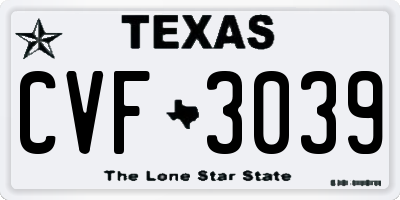 TX license plate CVF3039