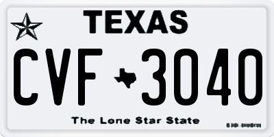 TX license plate CVF3040