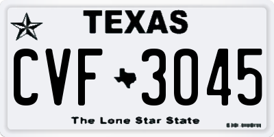 TX license plate CVF3045