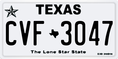 TX license plate CVF3047