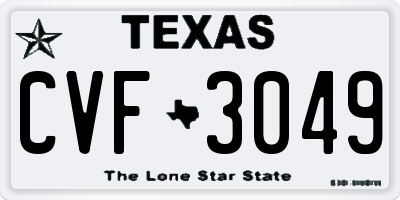 TX license plate CVF3049