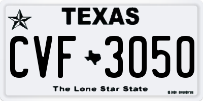 TX license plate CVF3050