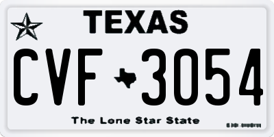 TX license plate CVF3054