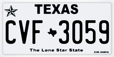 TX license plate CVF3059