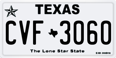TX license plate CVF3060
