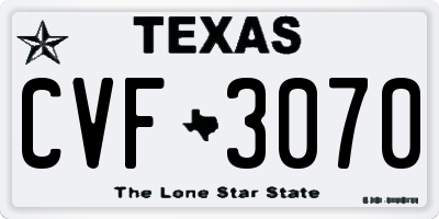 TX license plate CVF3070