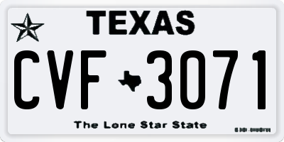 TX license plate CVF3071