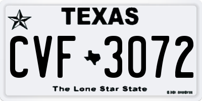 TX license plate CVF3072