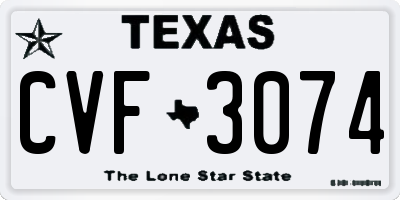 TX license plate CVF3074