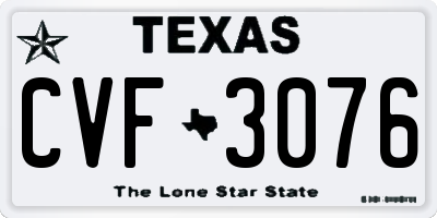 TX license plate CVF3076