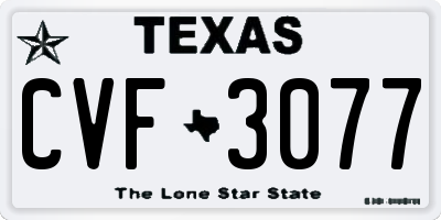 TX license plate CVF3077