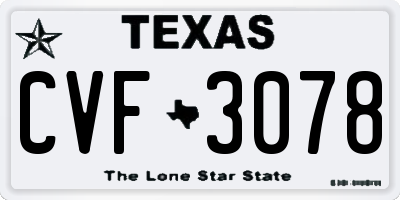 TX license plate CVF3078