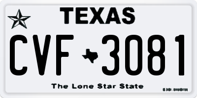 TX license plate CVF3081