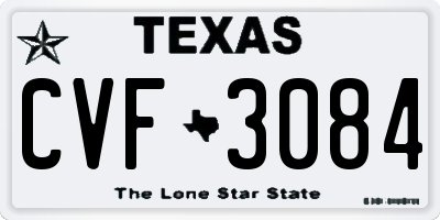 TX license plate CVF3084