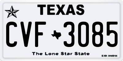 TX license plate CVF3085