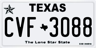 TX license plate CVF3088