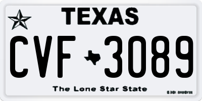 TX license plate CVF3089