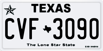 TX license plate CVF3090