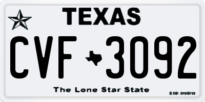 TX license plate CVF3092