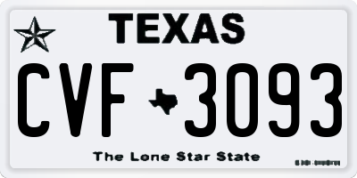 TX license plate CVF3093