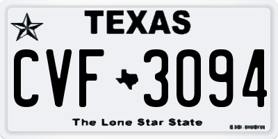 TX license plate CVF3094