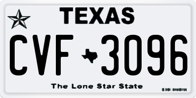 TX license plate CVF3096
