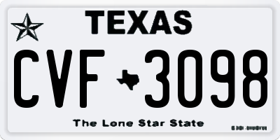 TX license plate CVF3098