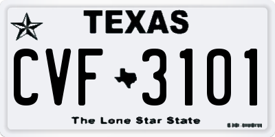 TX license plate CVF3101